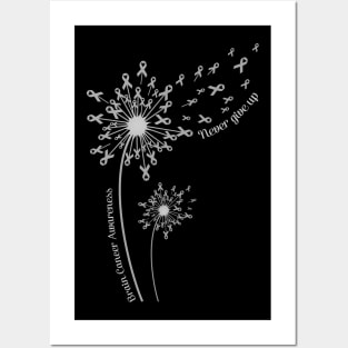 Dandelion Brain Cancer Awareness Never Give Up Posters and Art